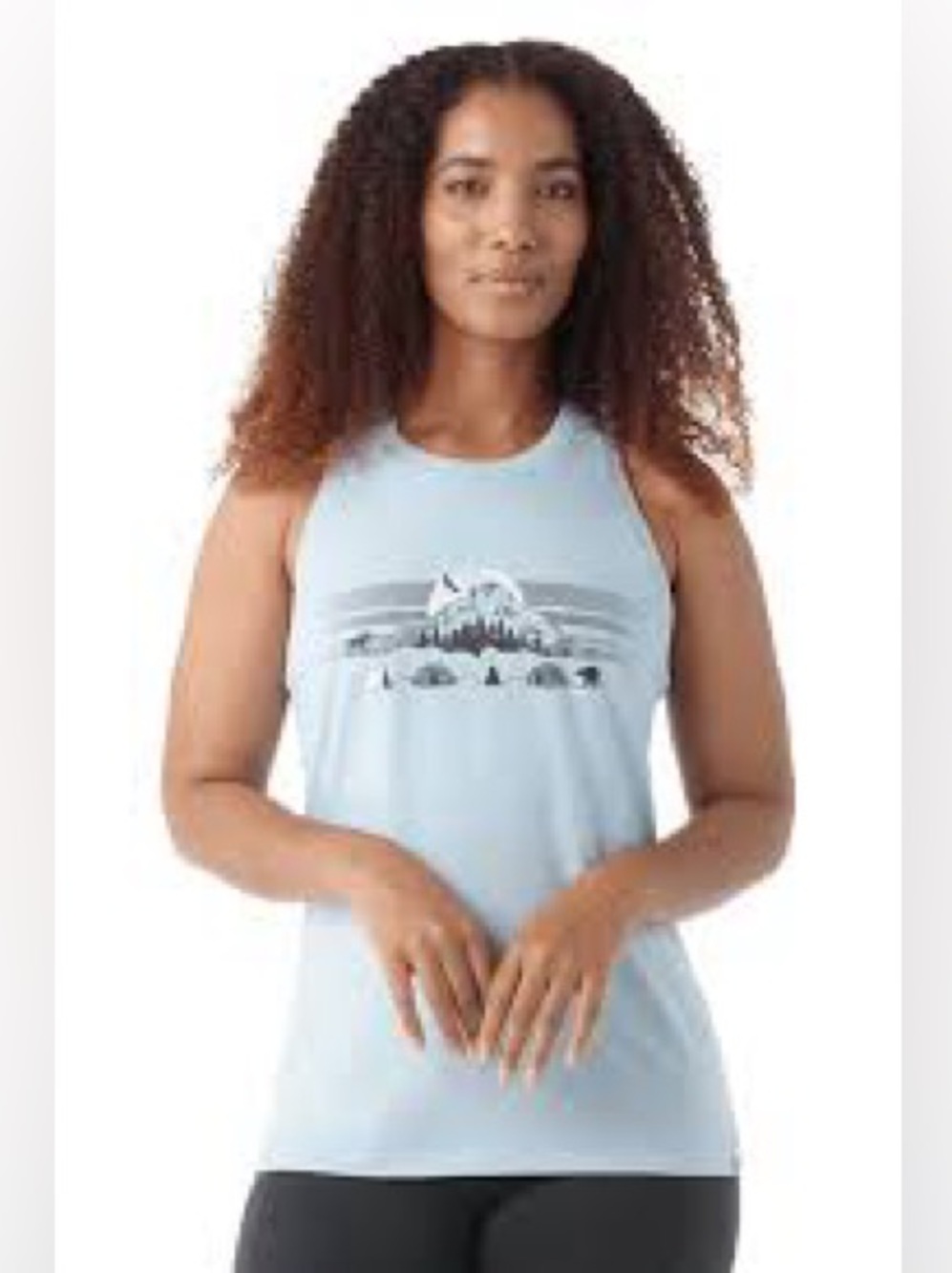 SMARTWOOL Women's Mountain Moon Graphic Tank medium top shirt bear Alaska blue